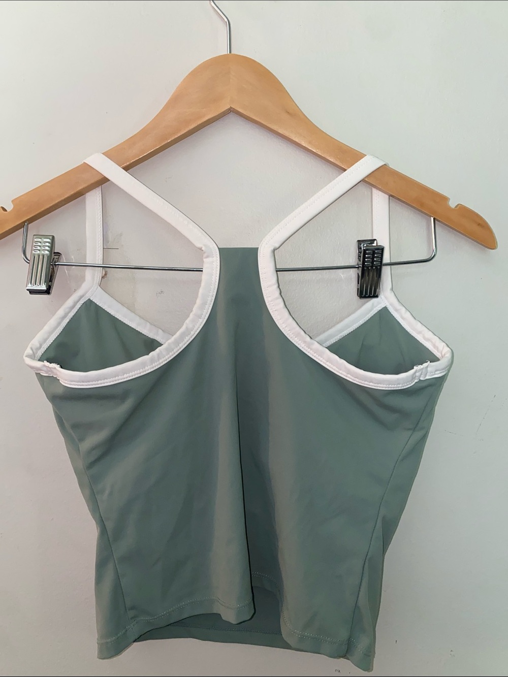 YoungLA Sage Green Cami Tank with White Trim - Picture 3 of 4